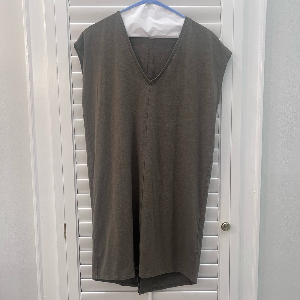 Lilla P Olive V-Neck Tunic Dress XS Minimal Knit